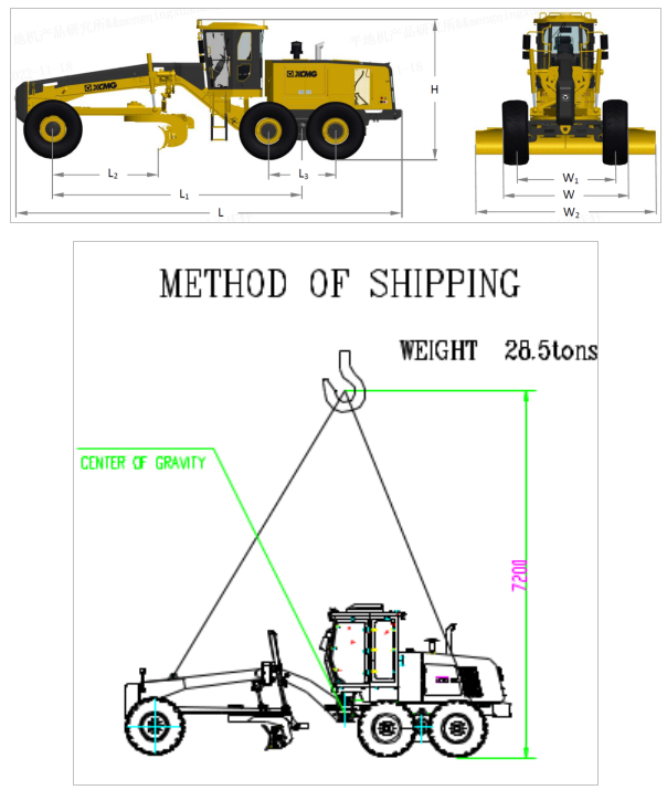 Габариты АВТОГРЕЙДЕРА XCMG GR3005TPro
