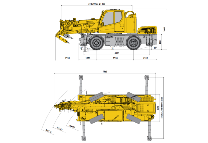 Габаритные размеры XCMG XCR13-S